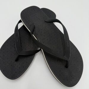Louis Vuitton Black Monogram Embossed Flip Flops / Sandals (Size 9
